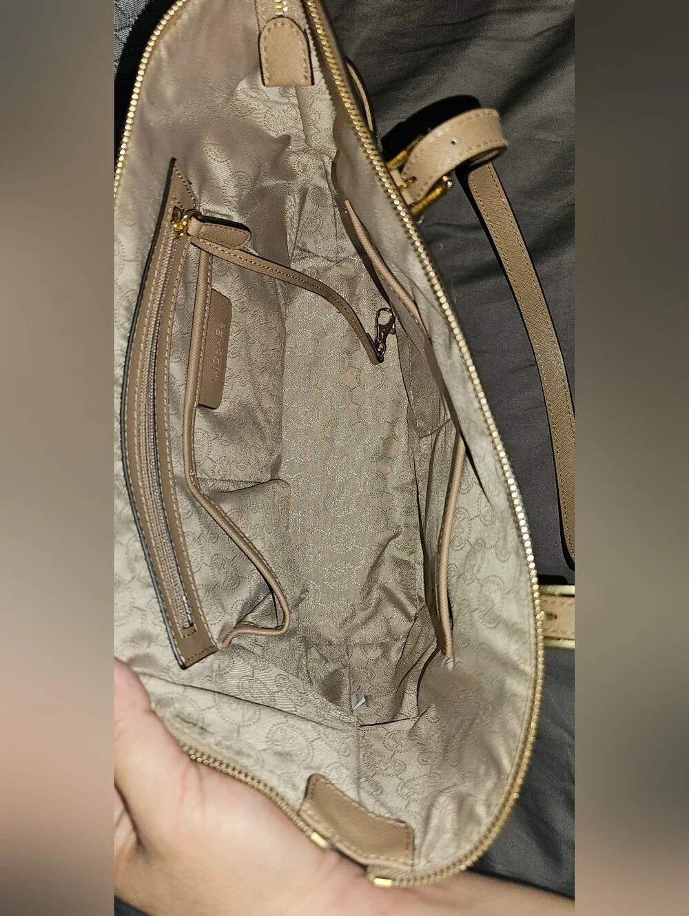 Authentic Michael Kors Beige Saffiano Leather Tote Bag